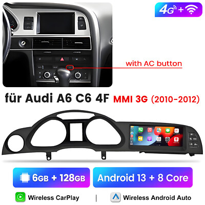 8.8'' Autoradio Carplay For AUDI A6 C6 4F MMI 3G 2010-2012 SWC 6+128GB USB BLACK