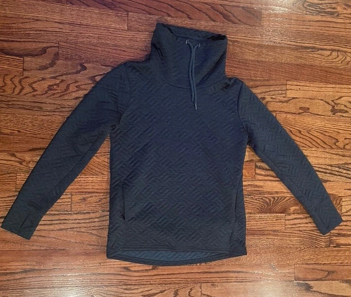 RBX Mujer Verde Top Pullover Cuello Alto Pequeño Ropa Activa Bolsillos Agujeros para Pulgar Foto 4 de 4