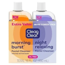 Clean & Clear 2-Pack Oil-Free Facial Cleansers with Citrus Scent, Morning 