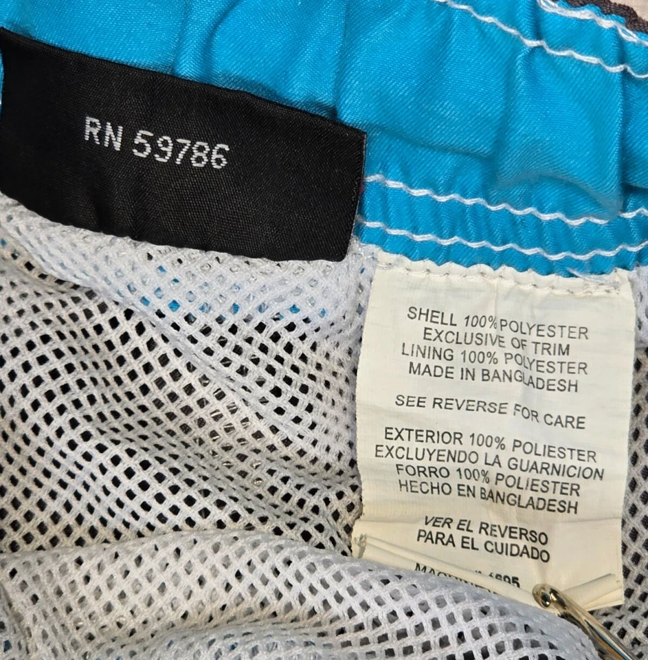 Bermuda de banho masculina Beverly Hills Polo Club TAMANHO L cinza turquesa branca em excelente estado usado - Imagem 2 de 4