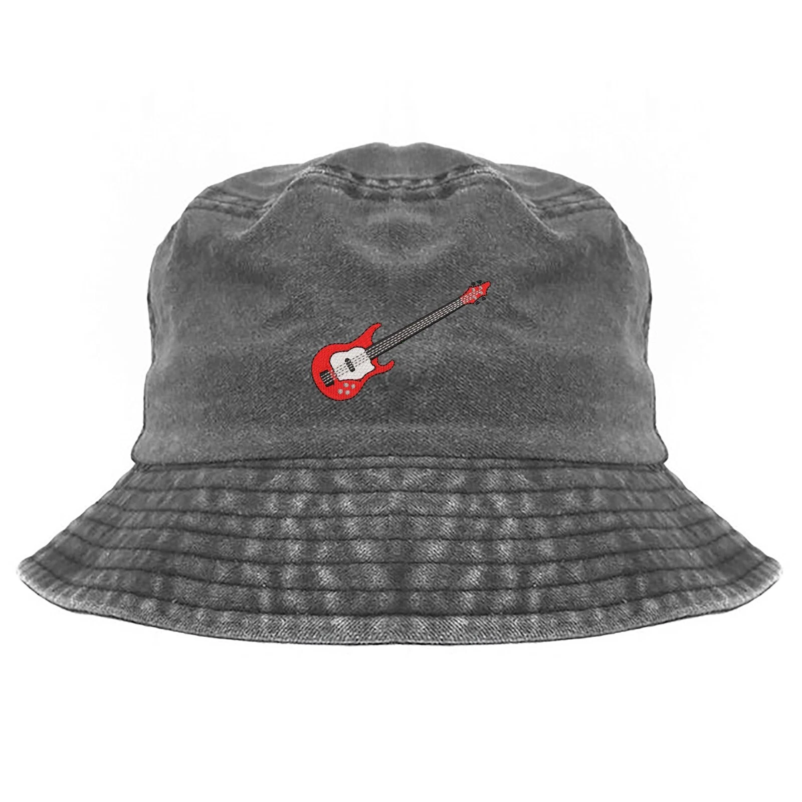 Guitar embroidered bucket hat, gift for music lover, guitarist bucket hat