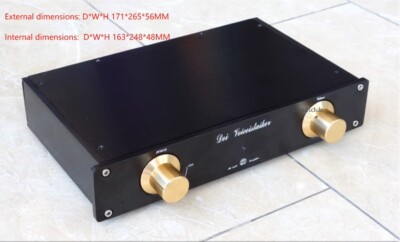 Power Amplifier Chassis DIY Full Aluminum Case DAC AMP Shell Size 265*52*171MM