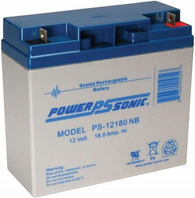 Power-Sonic Genuine PS-12180NB 12V 18 Ah Rechargeable SLA Battery
