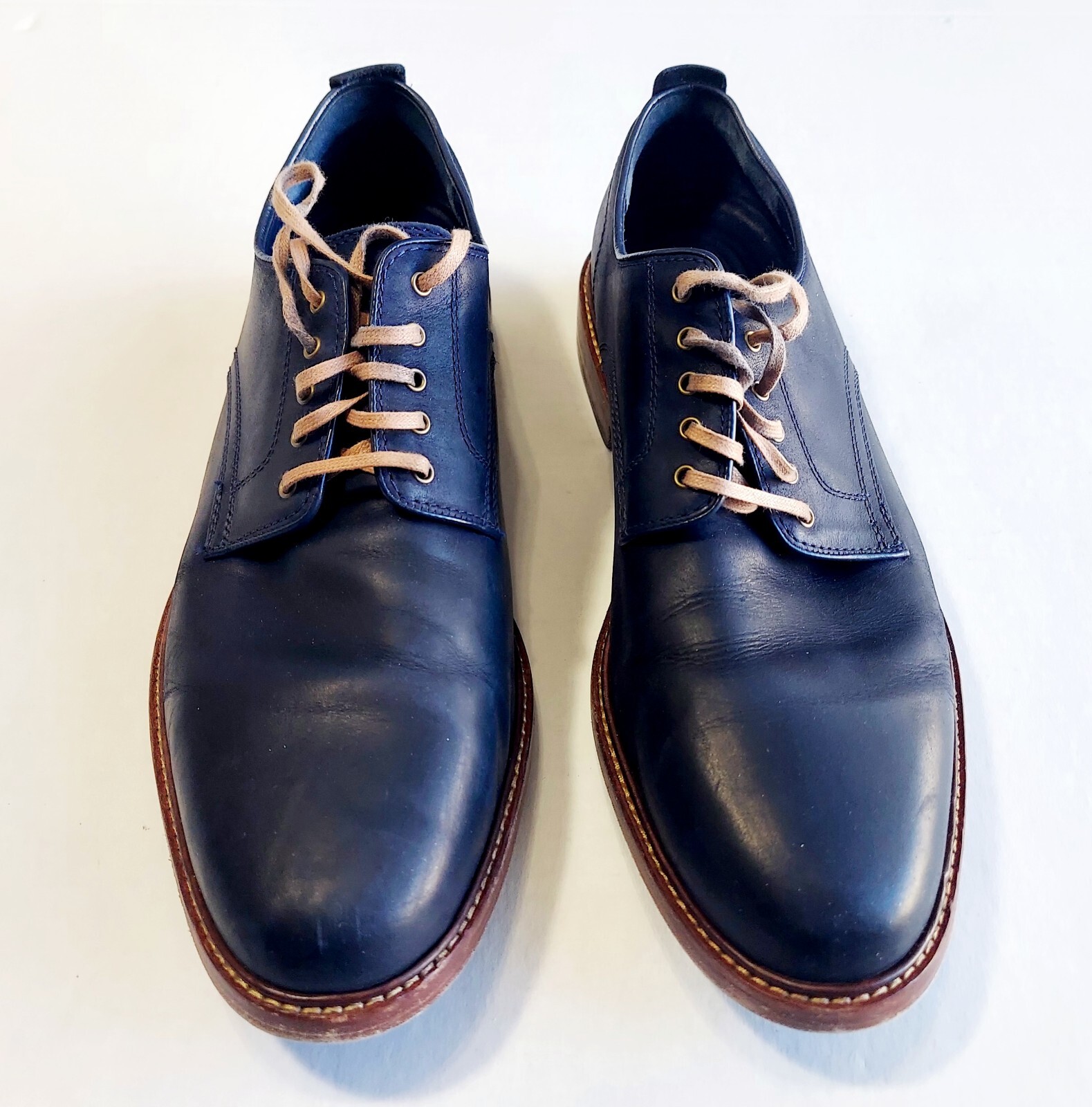 SAOLA Scarpe Cole Haan Tyler Grand Plain Ox uomo 12M blu marino pelle cerata C25105