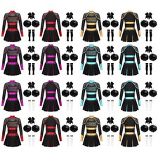 DE Freebily Mädchen Cheer Leader Langarm Cheerleadering Uniform Kostüm Set