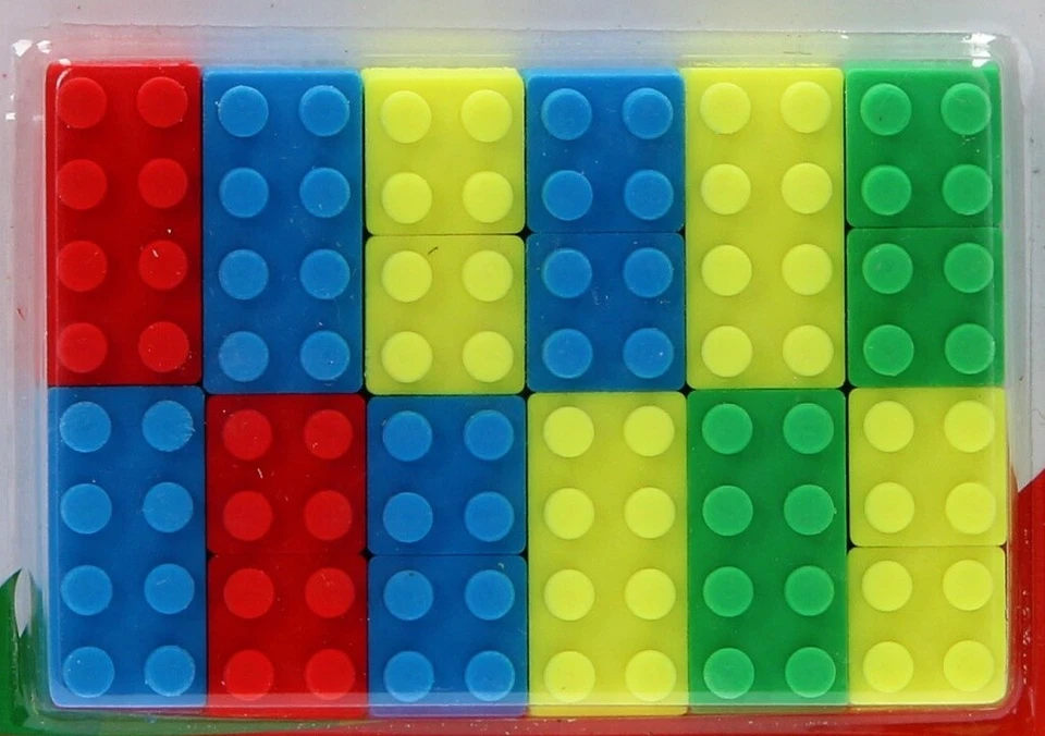 LEGO STEINE RADIERGUMMI SET 18 STÜCK Schreiben Schule Eraser Radieren NEUWARE