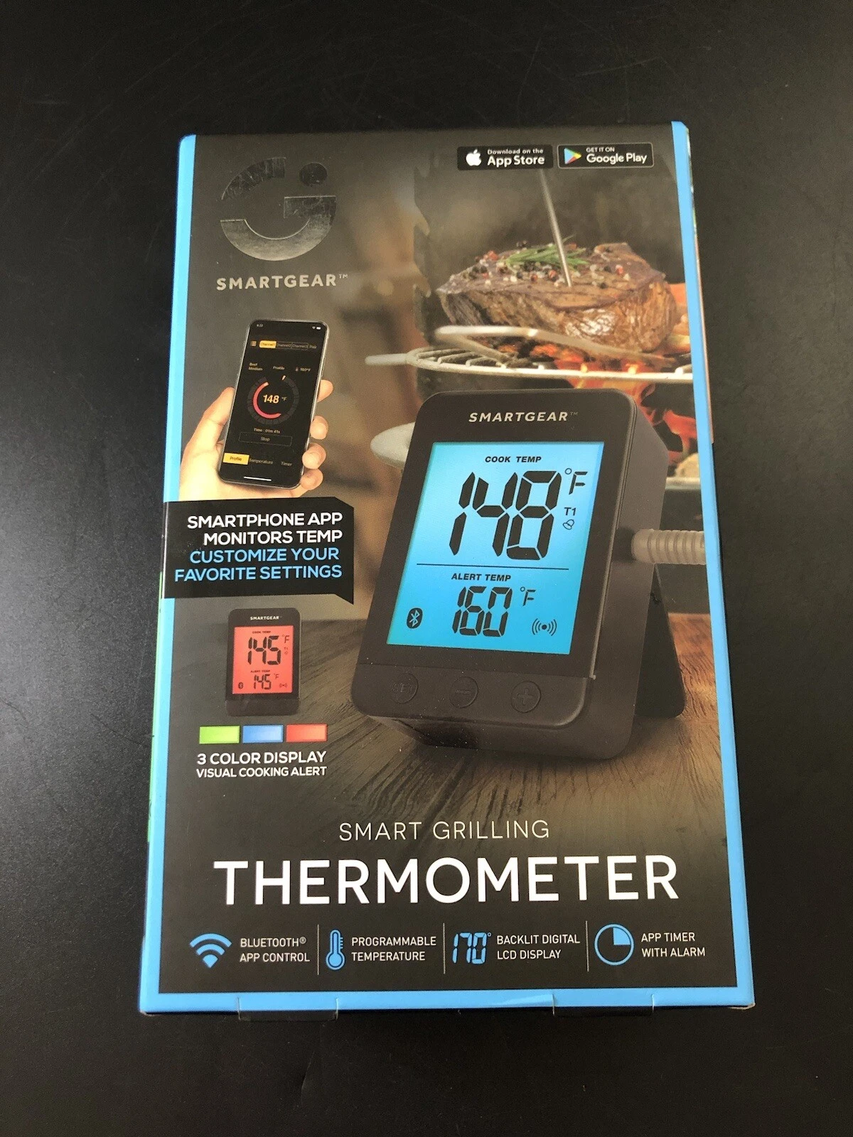 Smart gear Meat-Wireless Grilling Thermometer Needs 2 AA Batteries NA/ Ve3