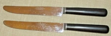 Pair Vintage BURNS Serrated Stainless Kitchen Table Knife Black Bakelite Handle