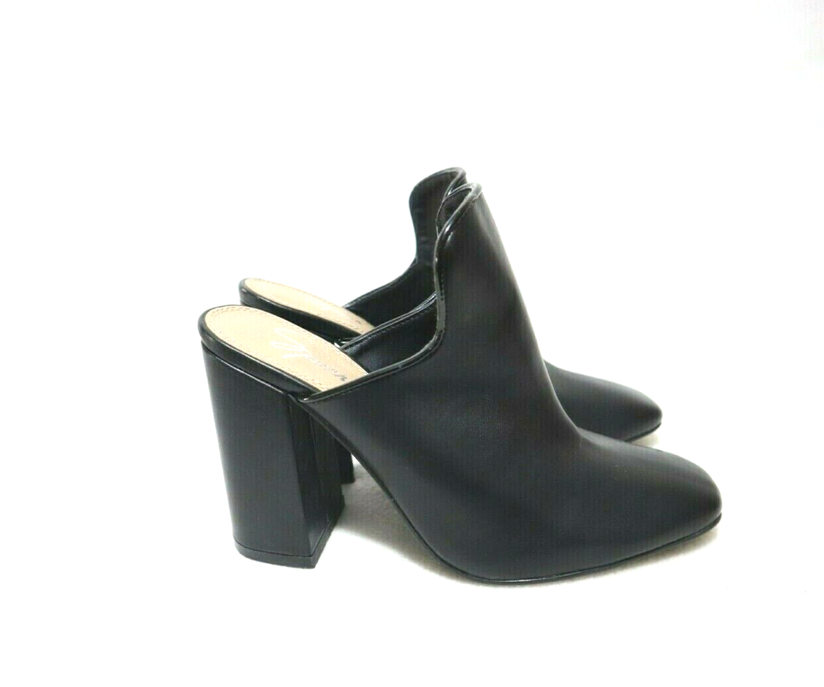 Spurr Size Womens Black Square Toe Mules Half Shoe Block Heel