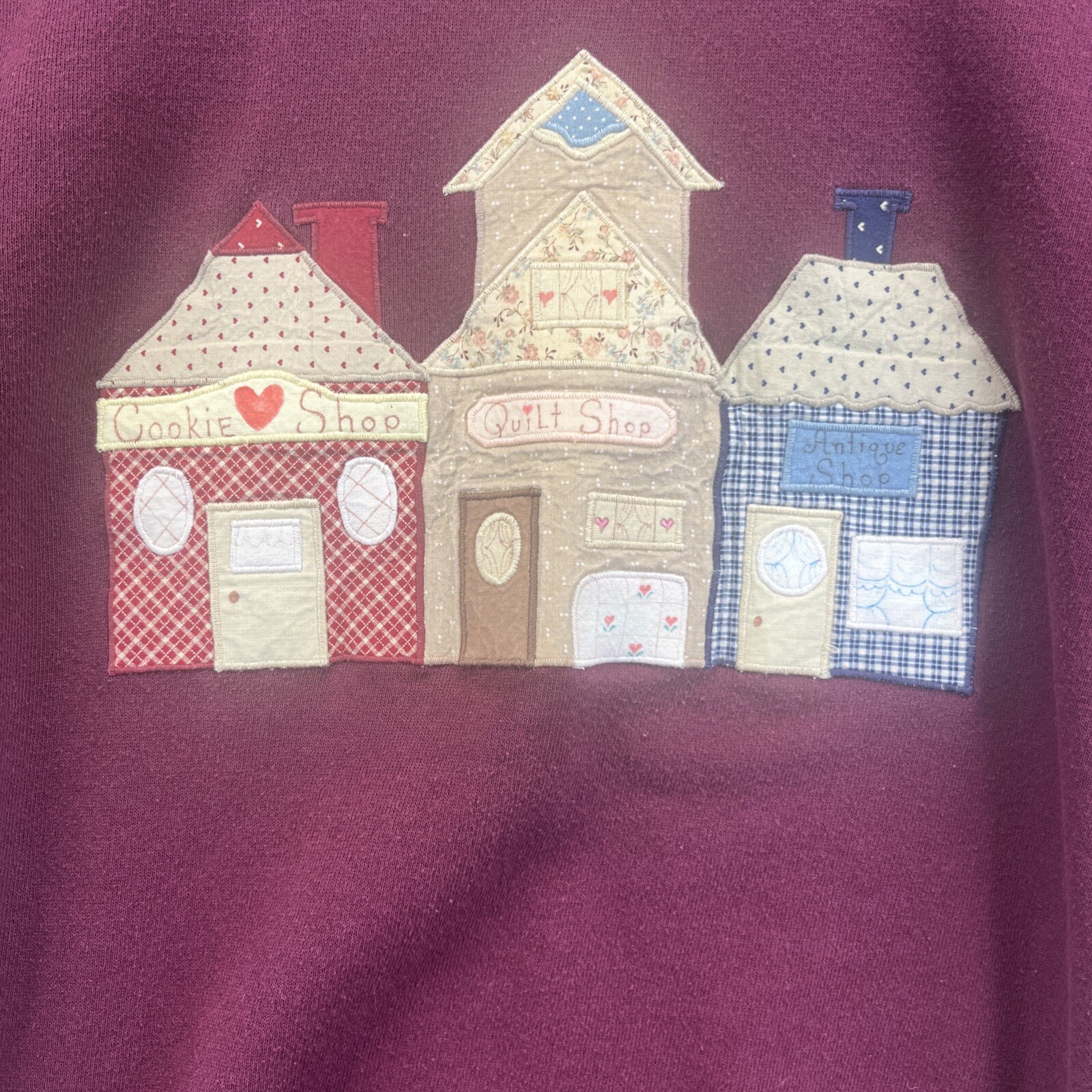 Jerzees Maroon L Collared Patchwork Sweatshirt Co… - image 3