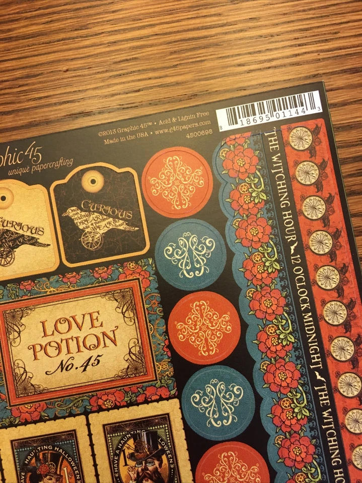 GRAPHIC 45 Steampunk Spells 12x12 Sticker Sheet New Halloween Scrapbooking Cards — 第 4/4 张图片