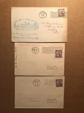 3 X UNITED STATES #725 FDCS (DANIEL WEBSTER) 1932 CANCELLED IN 3 DIFF. CITIES