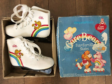 Vintage 1983 Care Bears Ice Figure Skates Beginner Double Blade 11 J W Box WOW
