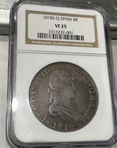1818 S CJ Spain 8 Reales 8R NGC VF-25