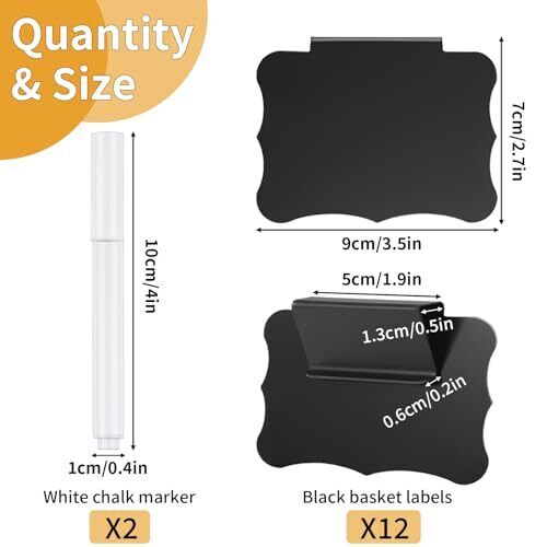 12 Pcs Basket Labels for Storage Bins, Black Removable Bin Labels with 12PCS - Picture 2 of 7