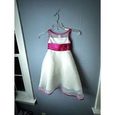 Alfred Angelo Flower Girl Dress, Size 4T , Ivory Pink Ruffle Back, Floral, party