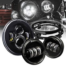 Black 4.5 Passing Light 7 Cree Led Headlight W Bracket For Harley Davidson