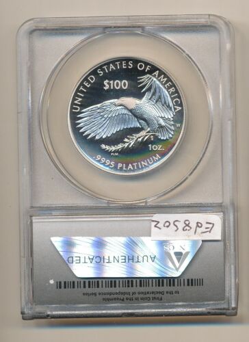 2018-W $100 Platinum Eagle PR70 DEEP Cameo Proof FIRST DAY of ISSUE ANACS #043 - Picture 2 of 2