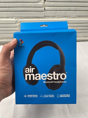 Used -  Digital Basics Air Maestro Bluetooth Headphones - Black, Damaged Box.