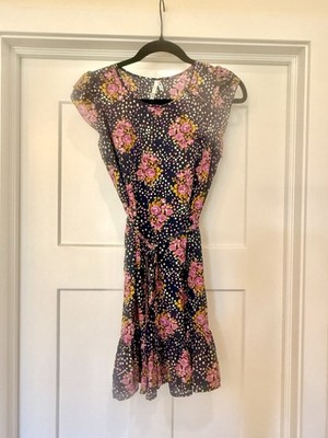 Vtg Y2K Fairy Floral 100% Silk Floral Pattern Twee Roses 2000s Forever21 Ruffle