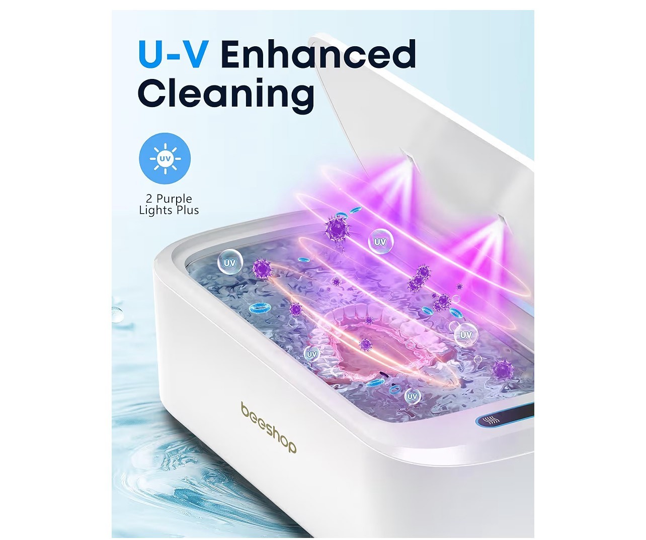 Beeshop. Professional ultrasonic jewelry cleaner, 19oz. 48 KHZ. Made in China.