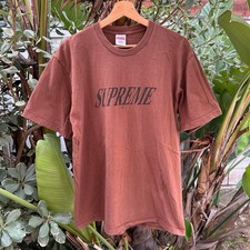 Supreme Italic Logo T Shirt Brown Made in USA Large