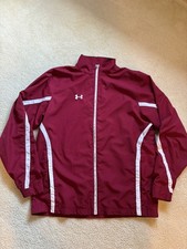 Under Armour Jacket Mens L Maroon Long Sleeve Full Zip Windbreaker All Season