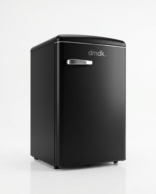 DMDK DKB1 Retro-Tischkühlschrank, Gefrierfach, schwarz, crem, energieeffizient