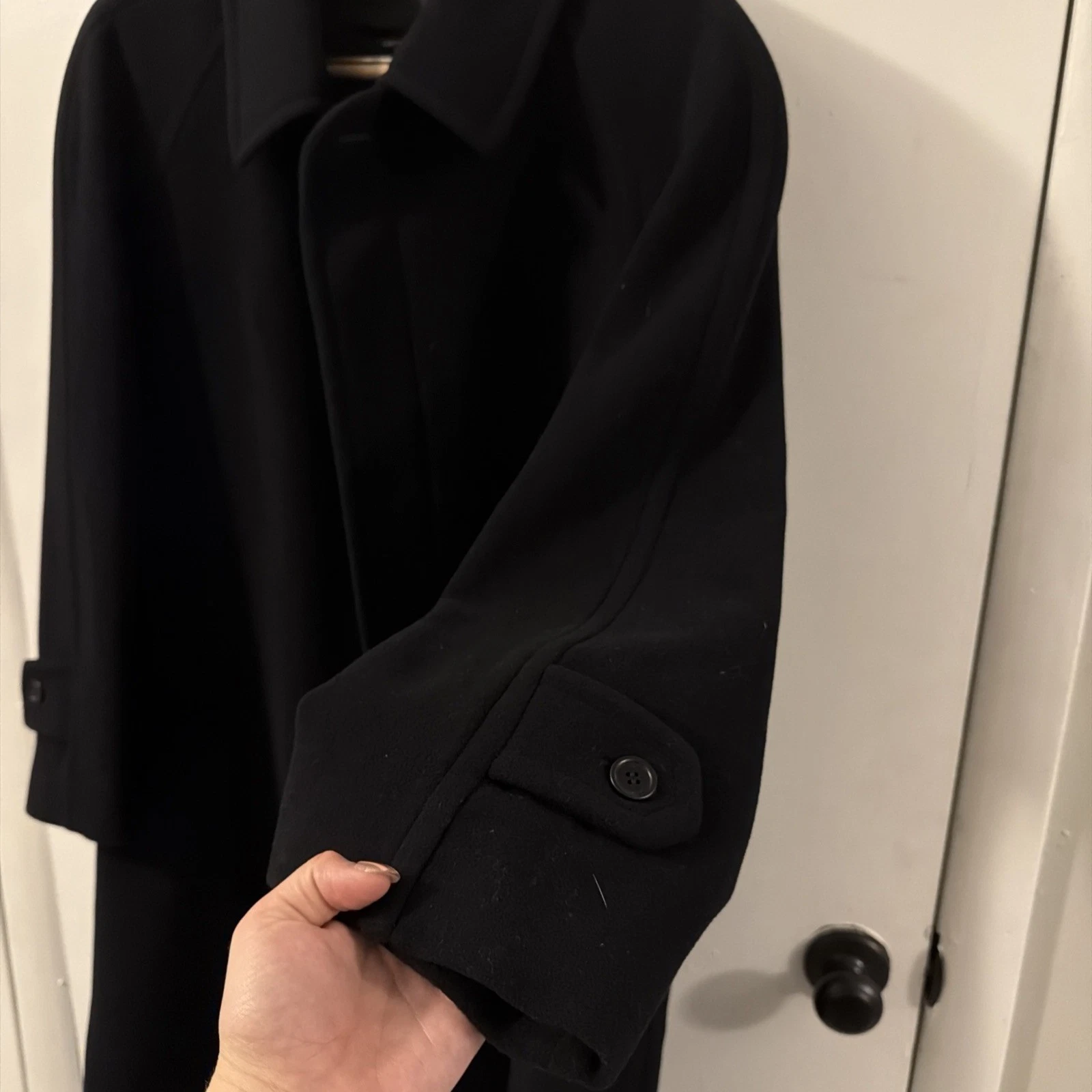 Brooks Brothers Elliot Wool Overcoat Black 100% Pure Wool Made in Italy Mens 42 - product detail image 5