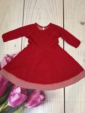 Hanna Andersson Girls Dress Red Dot Stripe Reversible Long Sleeve Size 120 6/7