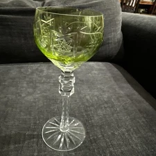 Nachtmann Sherry Wine Hock Crystal Stemware Glass 6-7/8” Lime Green