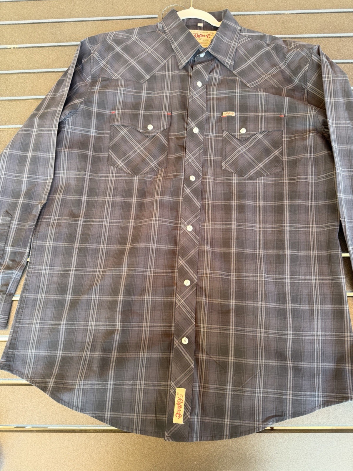 Rafter C Cowboy Collection Pro Flex 45 Shirt Pearl Snap Long Sleeve Black SZ XL