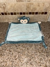 Blankets and Beyond Teal Monkey Baby Lovey preowned good condition 183