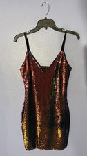 Sequin, Spaghetti Strap, Iridescent, Short, Mermaid, Club, Disco, Dress Medium