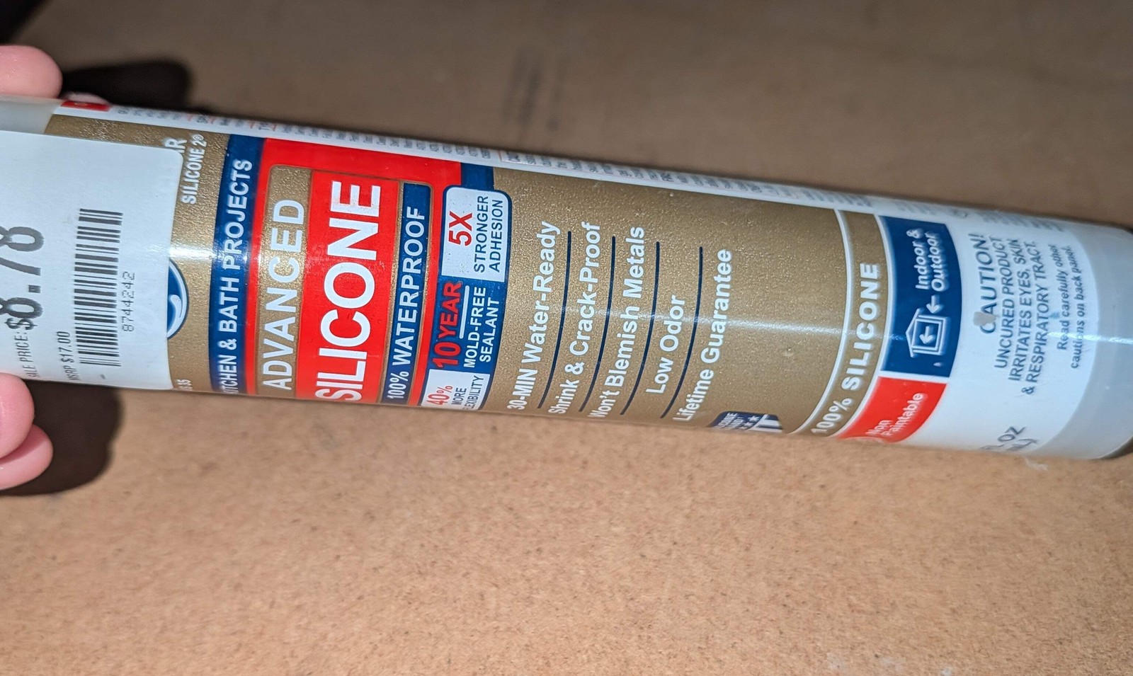 GE Advanced Silicone Caulk for Kitchen & Bathroom Waterproof 10 oz Clear Sealant