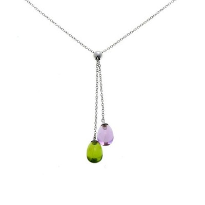 Tiffany & Co. Regenbogen Tropfen 18K Weißgold Farbe Steine Anhänger Halskette Kette