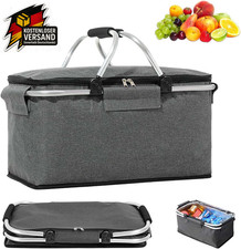 Faltbarer Einkaufskorb 18L Isoliert Camping Picknick Korb graues Design