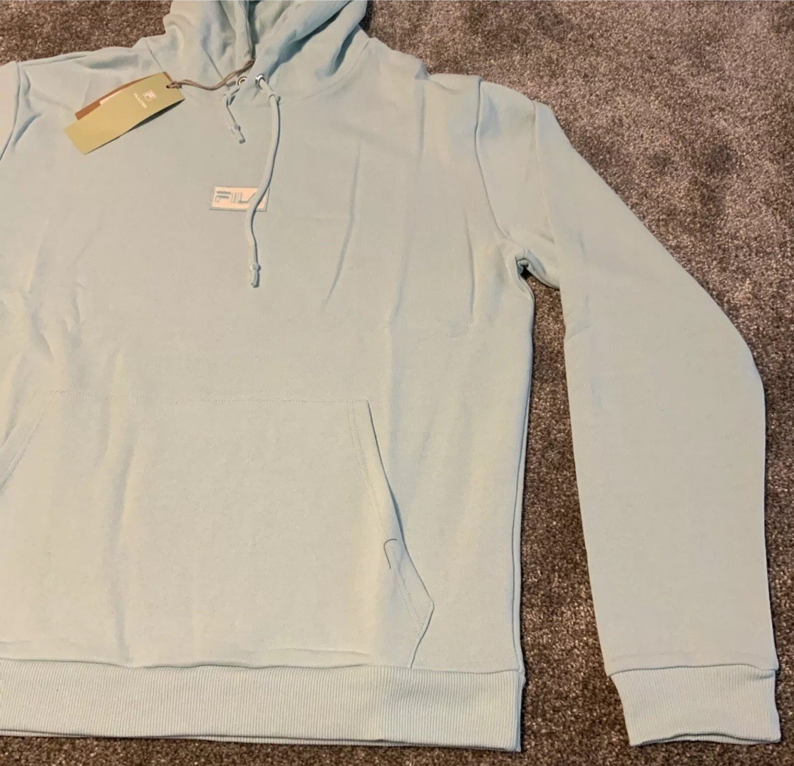 Felpa con cappuccio unisex Fila Lance colore blu brillante taglia large nuova con etichette