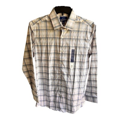 Apt 9 Premier Flex Slim Fit Plaid Long Sleeve Shirt Mens Medium NEW