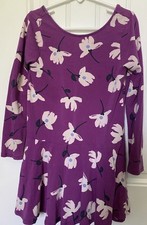 TEA COLLECTION 6 Dress, Plum with Ivory Flowers, Twirl, L/S Skater Style, 6