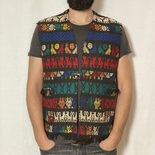 Vintage Aztec Southwestern Navajo Blanket vest Size Large Original fringe M