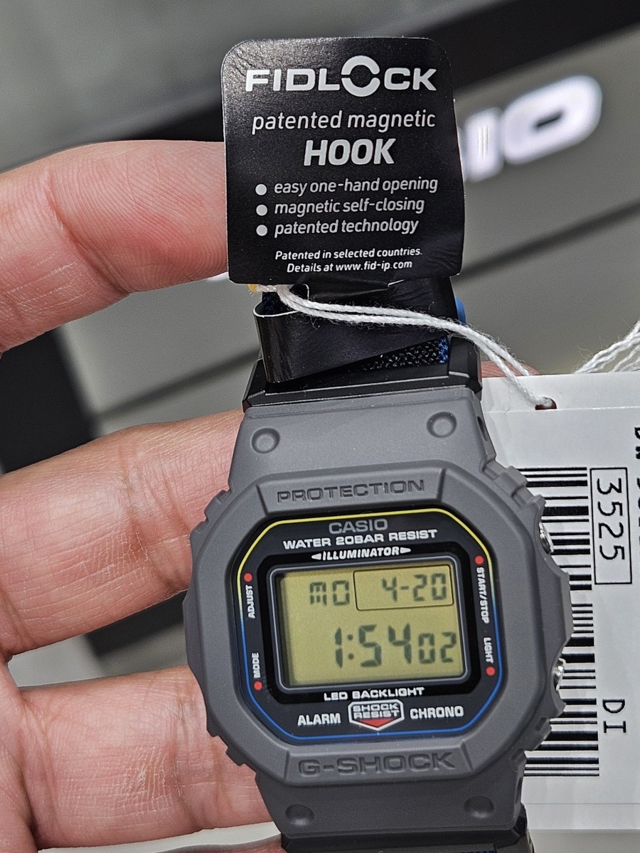 Casio G-Shock DW-5600MNC-8A2 Grey Blue Cloth Strap Magnetic Buckle
