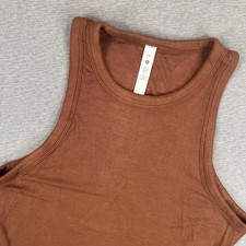 Lululemon Hold Tight Tank Top Womans 10 Roasted Brown Ribbed High Neck LW1DP5S