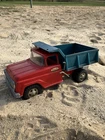 Tonka Pressed Steel Dump Truck Toy Red Blue Vintage Collectible Vehicle
