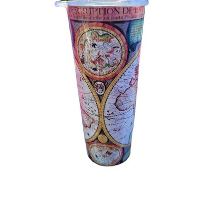 Multicolor Map Design Plastic Tumbler With Lid
