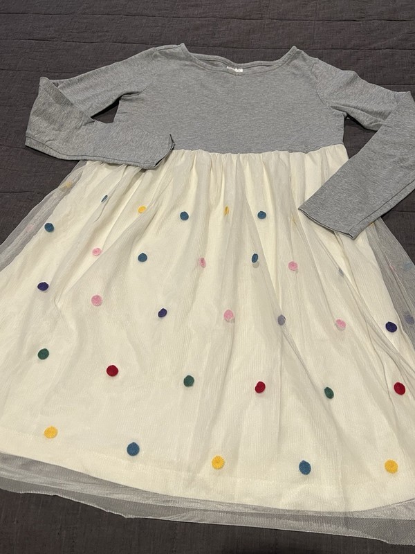 Hanna Andersson Girls Size 10 Dress LS Colorful Polka Dots So Cute EUC Babydoll