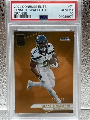 2024 Panini Donruss Elite Kenneth Walker III Orange /399 Seahawks 🔥PSA 10