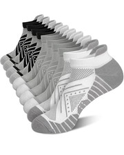 5 Pairs Womens Ankle Running Socks, Athletic Cushioned 6-9 Gray Black White