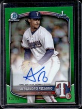 2025 Bowman Chrome Alejandro Rosario Prospect Auto Green Refractor #/99 Rangers