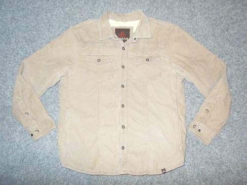 PRANA M2GOME315 GOMEZ OATMEAL CORDUROY MENS LARGE SHERPA LINED JACKET